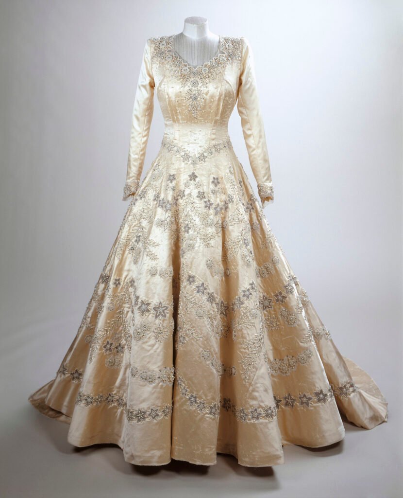 Queen Elizabeth II wedding dress designed by Norman Hartnell, 1947